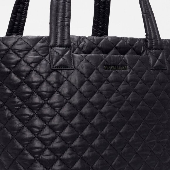 MZ Wallace Medium Metro Tote Deluxe Black Quilted Nylon Laptop Travel Bag - Picture 5 of 5